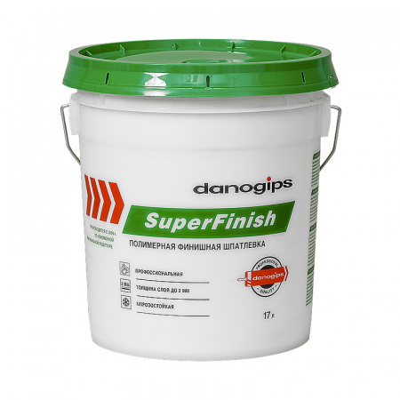 Шпатлевка готовая финишная полимерная Danogips SuperFinish (шитрок) 17л