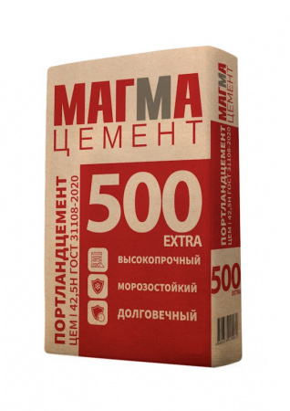  Цемент М500 МАГМА 25кг (64), ЦЕМ-I 42,5Н ГОСТ 31108-2020