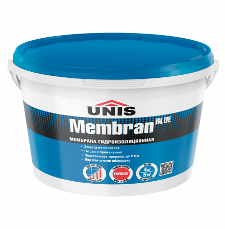 Гидроизоляция эластичная готовая ЮНИС BlueMembran 4 кг