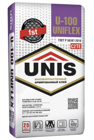 Плиточный клей высокопластичный ЮНИС UNIFLEX U-100 25кг